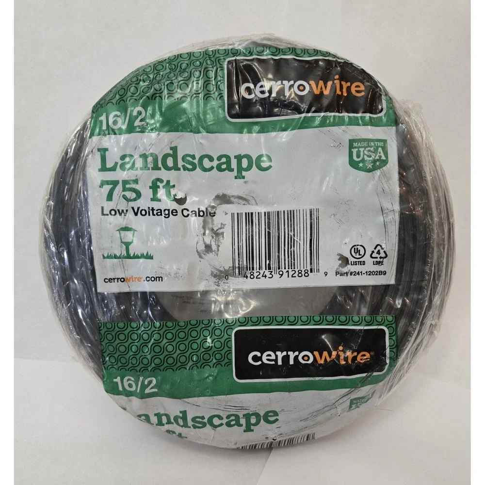 75 Ft. 16/2 Black Stranded Low-Voltage Landscape Lighting Wire Factory Sealed